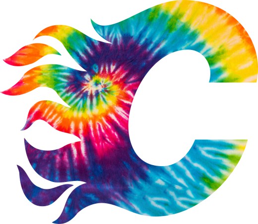 Calgary Flames rainbow spiral tie-dye logo vinyl decal